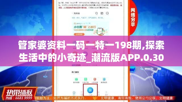 管家婆资料一码一特一198期,探索生活中的小奇迹_潮流版APP.0.308