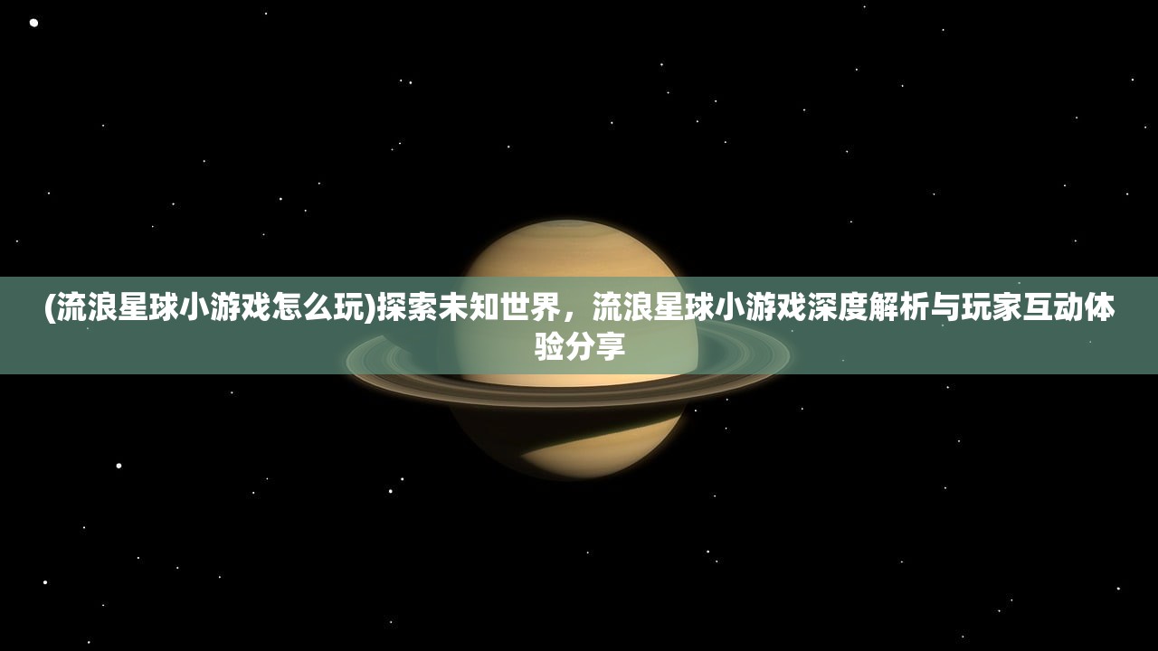 (流浪星球小游戏怎么玩)探索未知世界，流浪星球小游戏深度解析与玩家互动体验分享